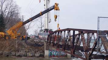 The Cull Drain Bridge is dismantled and removed. November 27, 2014 (Blackburnnews.com photo by Jake Jeffrey)