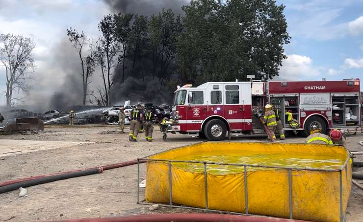  A large fire at A Gold & Sons. September 6, 2023. Photo supplied by Municipality of Chatham-Kent.
