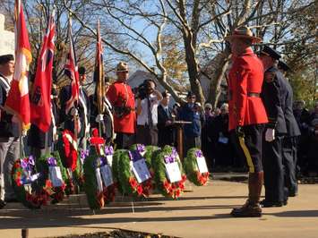 Laying of the wreaths during the Sarnia Remembrance Day ceremony at the cenotaph on Wellington St. November 11, 2015 (BlackburnNews.com Photo by Briana Carnegie)