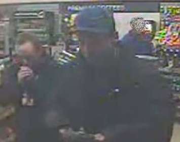 The Amherstburg Police Service is looking for three people, caught on surveillance at a Mac's Milk convenience store in Tecumseh, January 13, 2017. (Photo courtesy the Amherstburg Police Service)