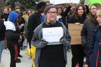 Walkerville Collegiate students demonstrate on April 4, 2019. Photo by Mark Brown/Blackburn News.