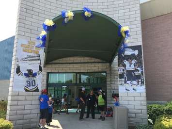The display to welcome Ryan O'Reilly and the Stanley Cup at Goderich's Maitland Rec Centre. (Photo by Ryan Drury)