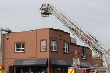 Fire officials are investigating a fire at a restaurant at the corner of Erie St. E and Marentette Ave. in Windsor May 21, 2015.  (Photo by Adelle Loiselle)