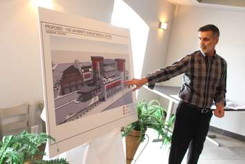 Site owner Van Niforos reveals plans to create a new medical centre at 1100 University Ave. W, July 14, 2015. (Photo by Jason Viau)