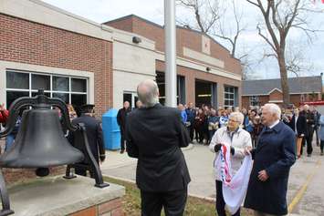 Flag raising to celebrate Erieau's 100th anniversary. April 5, 2017. (Photo by Natalia Vega)