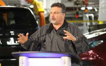 Unifor Local 444 President Dino Chiodo at the launch for the 2017 Chrysler Pacifica, May 6, 2016. (Photo by Maureen Revait) 