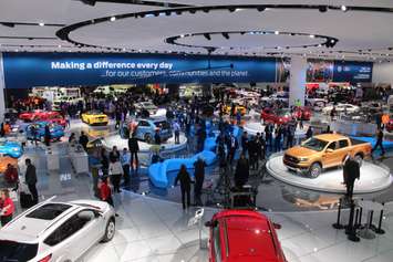 The Ford exhibit at the North American International Auto Show at Cobo Center, Detroit, January 15, 2018. Photo by Mark Brown/WindsorNewsToday.ca.