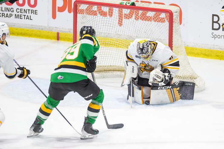 Sarnia Sting home to London Knights, December 28, 2023. Photo by Metcalfe Photography.