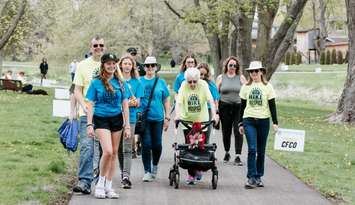 Paul and Kristie Card, owners of Battery Boy, and their family participate in the 2023 Hike for Hospice (Photo courtesy of Rich Barry)