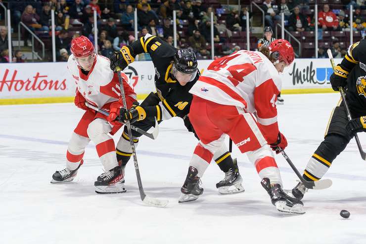 Sarnia Sting at home against the Soo Greyhounds January 19,2024 (photo courtesy: Metcalfe Photography)