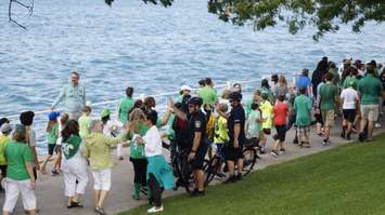 Students celebrate Franco-Ontarian Flag Day at the Seaway Parkette in Sarnia. September 25, 2019. (BlackburnNews photo by Colin Gowdy)