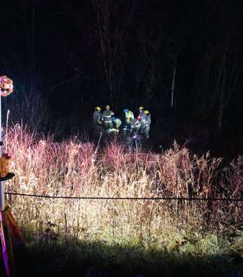 Petrolia Fire respond to a fiery single vehicle crash Marthaville Road. 26 November 2020. (Photo by Petrolia Fire)