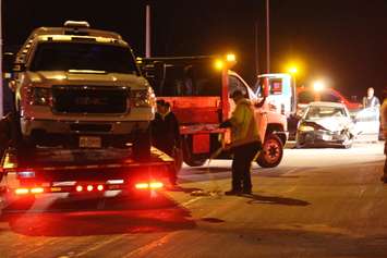 Emergency crews respond to a crash at the intersection of Walker Rd. and HWY 3, April 21, 2015. (Photo by Jason Viau)