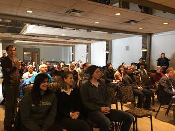 Former Ontario premier Dalton McGuinty speaks about climate change at UWindsor. Feb 13, 2019. Photo by Paul Pedro)