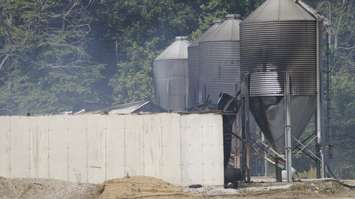 Scene of pig barn fire on Arkona Rd. in Warwick Twp. August 10, 2017 (Photo by Melanie Irwin) 