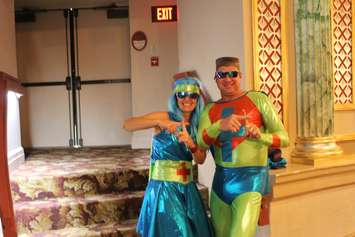 Captain Positive and Opti Woman at the Capitol Theatre. September 13, 2016. (Photo by Natalia Vega)