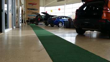 The putting green set up at Chatham Chrysler for their 