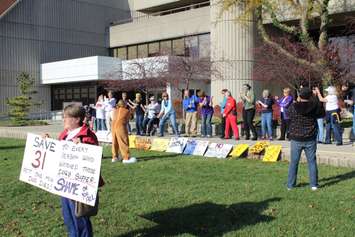 Animal cruelty protesters gather outside of the Chatham Courthouse. November 5, 2015. (Photo by Matt Weverink)