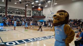 The Lambton Lions men's basketball team takes on the George Brown Huskies at the OCAA Men's Basketball Championships from Lambton College. 6 March 2020. (BlackburnNews.com photo by Colin Gowdy)