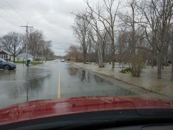 Flooding along Point Pelee Drive, April 13, 2020.  Photo courtesy of Leamington Fire Chief  Andrew Baird