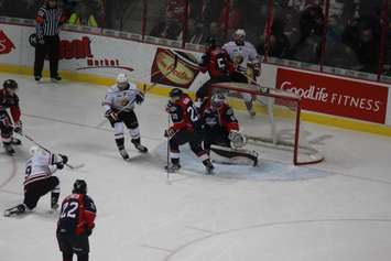 The Windsor Spitfires play the Owen Sound Attack at the WFCU Centre on January 7, 2016. (Photo by Ricardo Veneza)