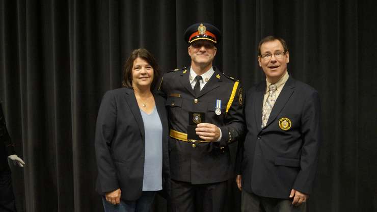 Deputy Chief Michael Van Sickle with Chair and Vice Chair of Sarnia Police Service Board (Photo by: Lindsay Newman)