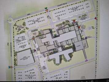 A preliminary drawing of the layout for the future acute-care hospital. Screenshot courtesy Windsor Regional Hospital/Stantec.