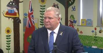 Premier Doug Ford announcing supports for fleeing Ukrainians on April 6, 2022. (Photo courtesy of the Premier's official YouTube channel)