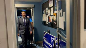 Monte McNaughton walking into the Mount Brydges Royal Canadian Legion. June 2, 2022. (Photo by Colin Gowdy)