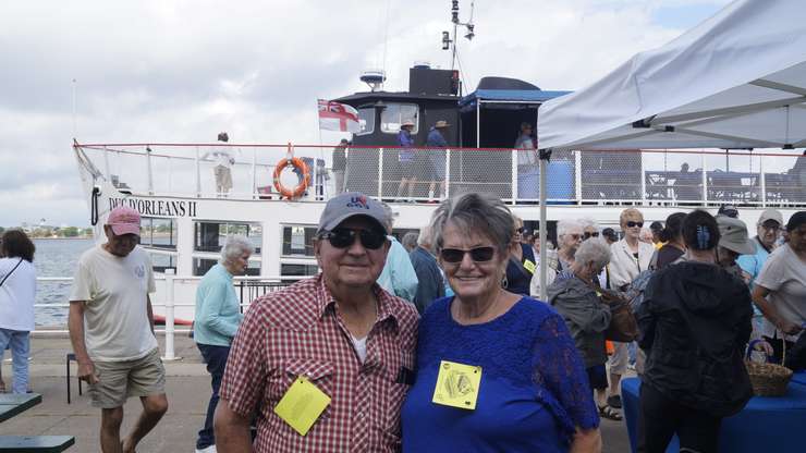 John and Judy Wilson following a trip on the Duc d'Orleans II. 26 June 2023. (Photo by Sarnia News Today)