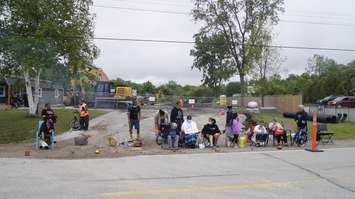 Protestors set up a blockade outside the construction site of a new gas station on St. Clair Pkwy.  June 3, 2021.  (BlackburnNews file photo)