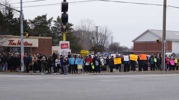 Sarnia-Lambton students protesting changes to education. April 4, 2019. (Photo by Colin Gowdy, BlackburnNews)