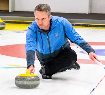 A curler taking part in the 48th Sarnia Oil Chemical Bonspiel from Sarnia Golf & Curling Club. February 2023. (Submitted Photo)