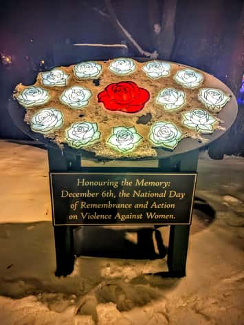 Memorial for National Day of Remembrance and Action on Violence Against Women.  Photo from Toni McGregor