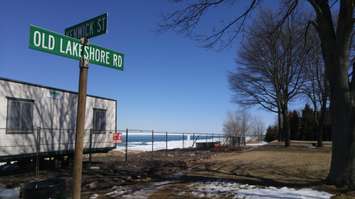 Construction along the Bright's Grove shoreline at Kenwick Street and Old Lakeshore Road. March 18, 2018. (Photo by Colin Gowdy, Blackburn News)