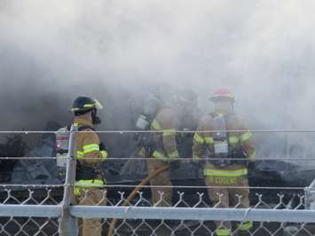 London firefighters battle a fire at Hully Gully on Wharncliffe Rd., December 28, 2017. (Photo by Miranda Chant, Blackburn News)