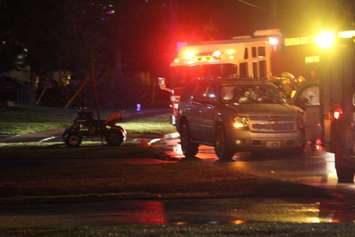 Emergency crews respond to a crash on Riverview Dr. near Merritt Ave. in Chatham, December 14, 2015 (Photo by Jake Kislinsky)