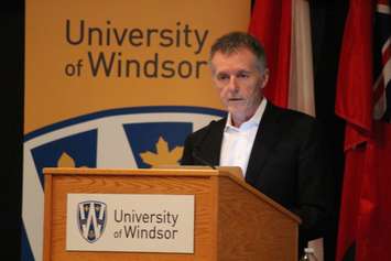 University of Windsor President Alan Wildeman speaks about UWindsor 2.0 on March 9, 2015. (Photo by Jason Viau)