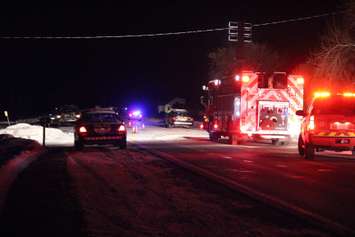 OPP officers investigate a fatal incident on Walker Rd. in Oldcastle, February 9, 2015. (Photo by Mike Vlasveld)