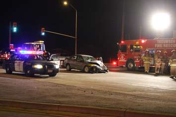 Emergency crews respond to a crash at the intersection of Walker Rd. and HWY 3, April 21, 2015. (Photo by Jason Viau)