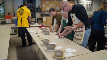 Lambton College hosts local celebrities for the Bowl-a-Thon pottery event leading up to its Empty Bowls fundraiser in April. February 25, 2016 (BlackburnNews.com Photo by Briana Carnegie)
