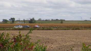 Emergency crews on scene at a plane crash north of Chatham, October 2, 2015 (Photo by Jake Kislinsky)
