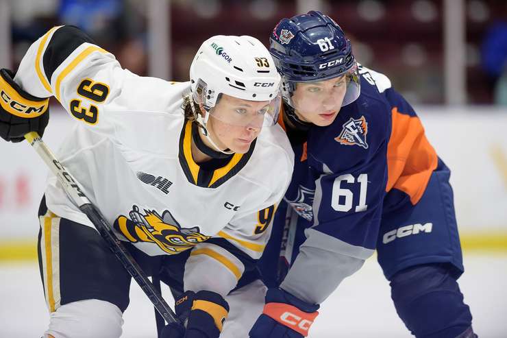 The Sarnia Sting hosting the Flint Firebirds. 13 October 2023. (Metcalfe Photography)