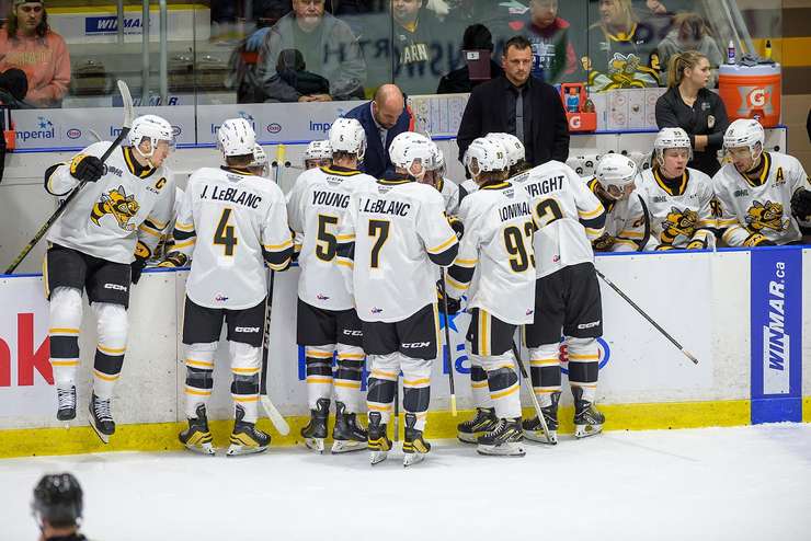 Guelph Storm at Sarnia Sting, Nov 26, 2023. Photo by Metcalfe Photography. 