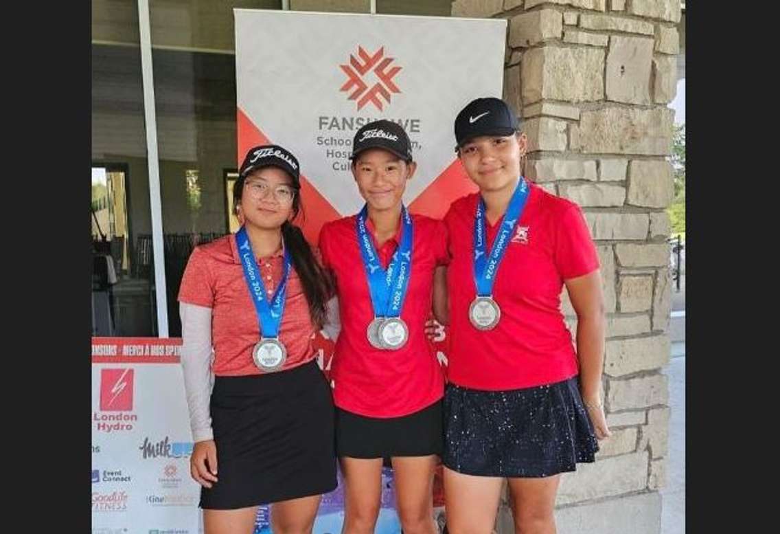 SMAA LJGT girls from left to right: Jadelina Tep-Chhun, Andrea Lai, and Narisse Daye. August 2024. (Photo courtesy of SMAA Lambton Junior Golf Tour via Instagram) 