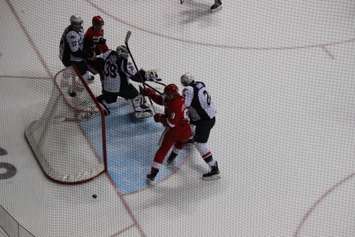 The Windsor Spitfires lose 2-4 against the Sault Ste Marie Greyhounds on November 16, 2014 at the WFCU Centre. (Photo by Jason Viau)