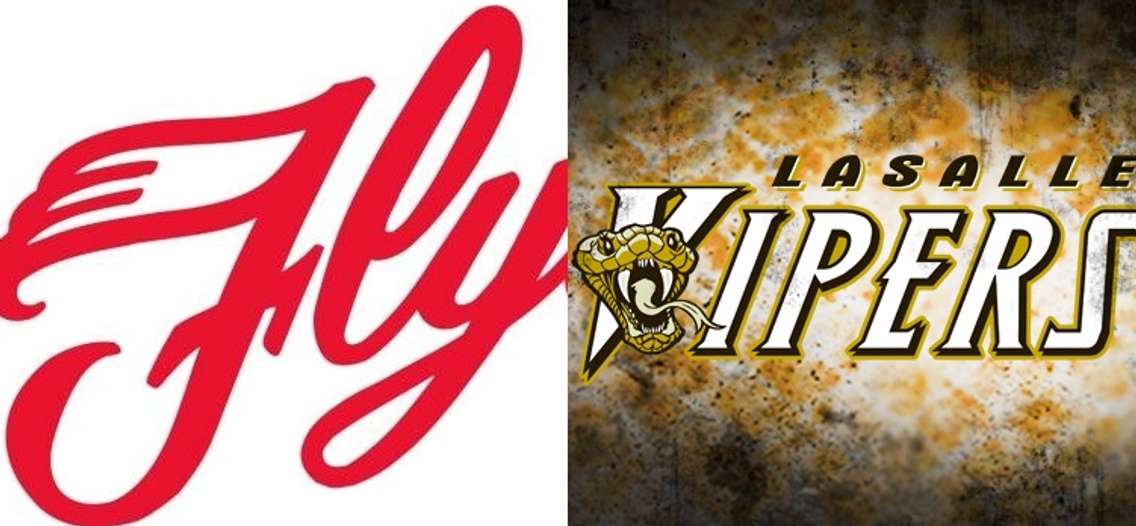 Leamington Flyers and LaSalle Vipers logos. (Photos courtesy of Flyers team website and inplaymagwindsor.blogspot.com.)