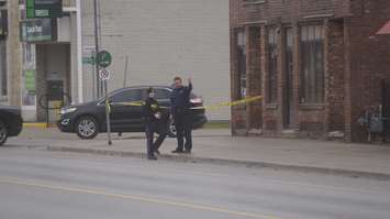 Lambton OPP investigate a robbery at Paul Marley Pharmacy in Wyoming March 7, 2017. BlackburnNews photo by Melanie Irwin