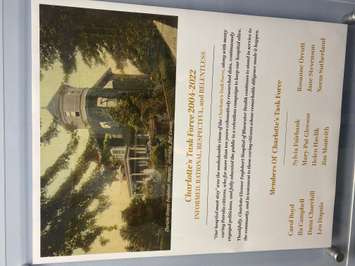 A plaque in honour of the Charlotte's Task Force at Petrolia's Charlotte Eleanor Englehart Hospital [CEEH]. May 31, 2023 Photo by Melanie Irwin.