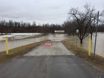 Flooding at Petrolia Discovery. February 21, 2018 (Photo by Melanie Irwin)